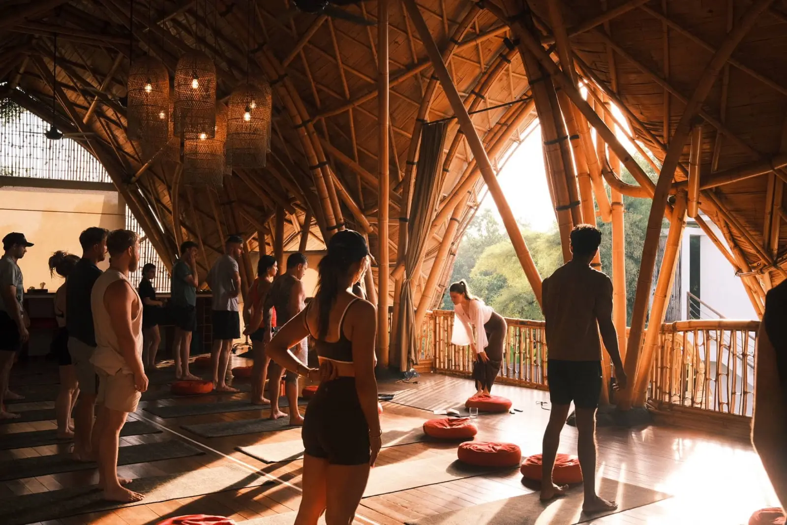 Golden light in the bamboo shala